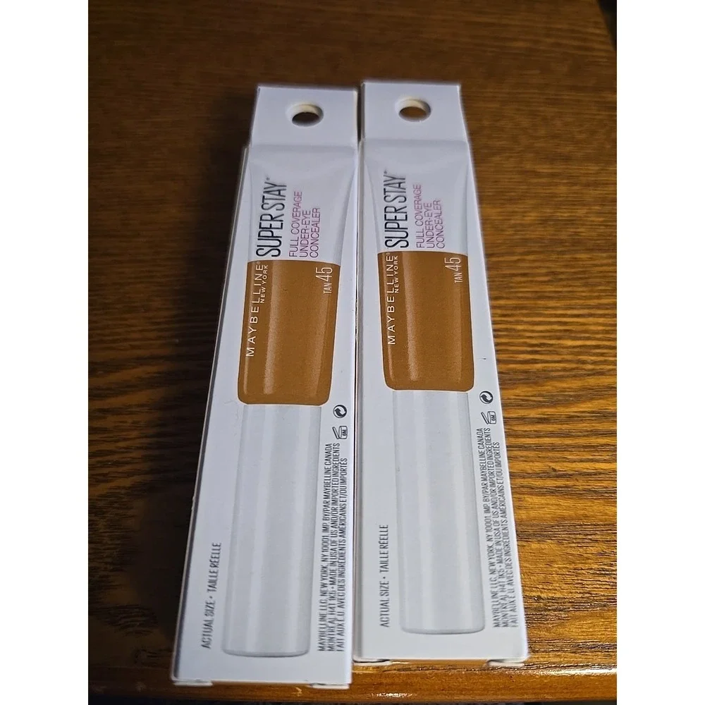 Lot Of 2 Maybelline Super Stay Full Coverage Under-Eye‎ Concealer #45 Tan Hale.
